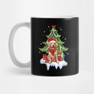 Merry Christmas Tree With Golden Retriever Dog Mug